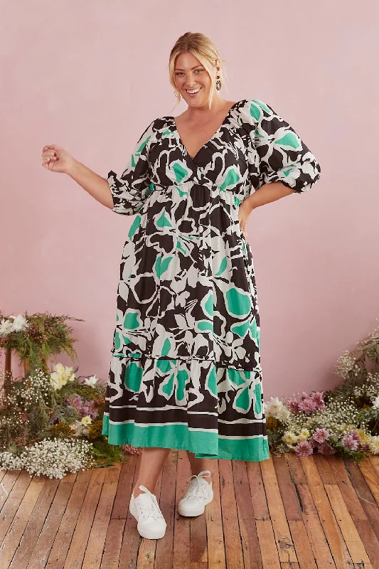 Maxi Women Dress with Floral Print for a Bohemian VibeAlison 3/4 Sleeve Maxi Dress in Helsinki Summer