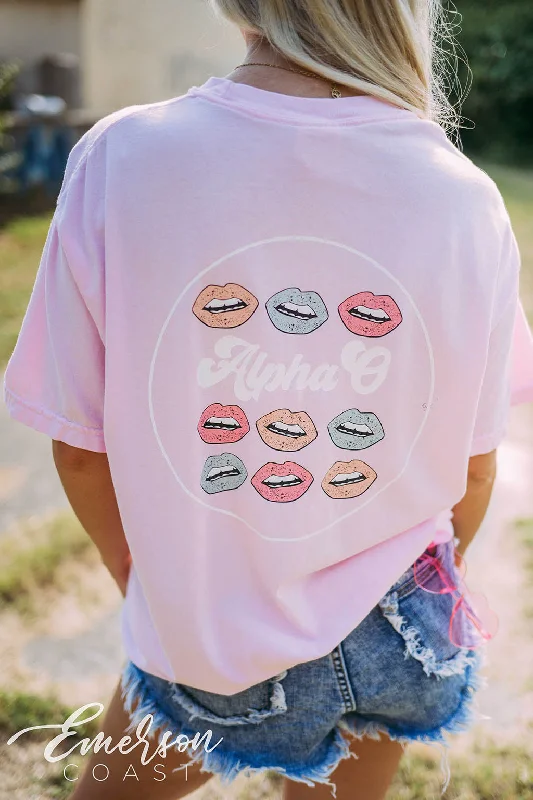 Sheer Women T Shirt for a Stylish and Alluring LookAlpha O PR Colorful Lips Tee