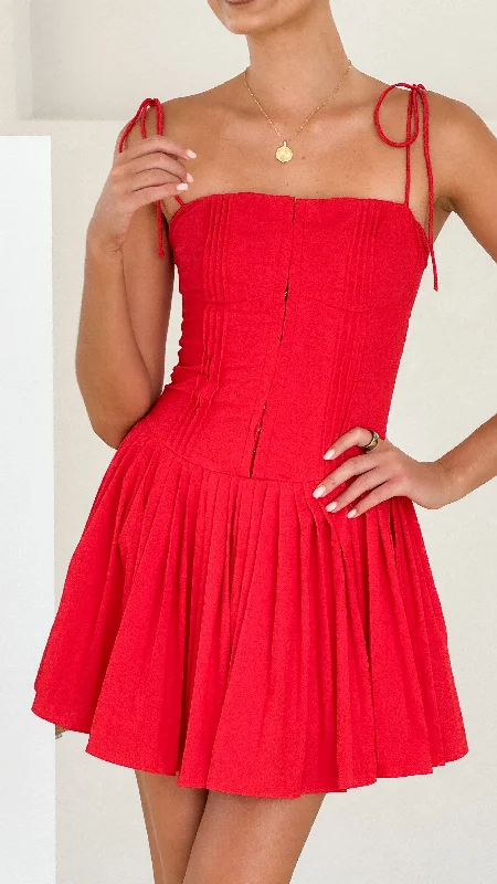 Ruffled Women Dress with Multiple Layers for a Playful and Girly StyleBethi Mini Dress - Red