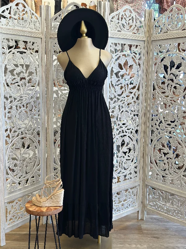 Wrap - Style Women Dress with Adjustable Fit for All Body TypesBlack Maxi Dress