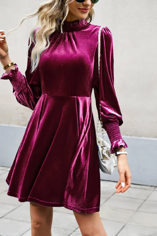 Backless Women Dress for a Sexy and Alluring Look at Evening EventsBurgundy Long Sleeves A Line Velvet Holiday Party Dress