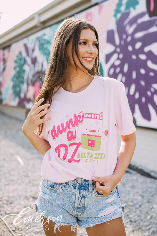 Crop Top Women T Shirt to Pair with High - Waisted BottomsDelta Zeta Philanthropy Dunk A DZ Tee