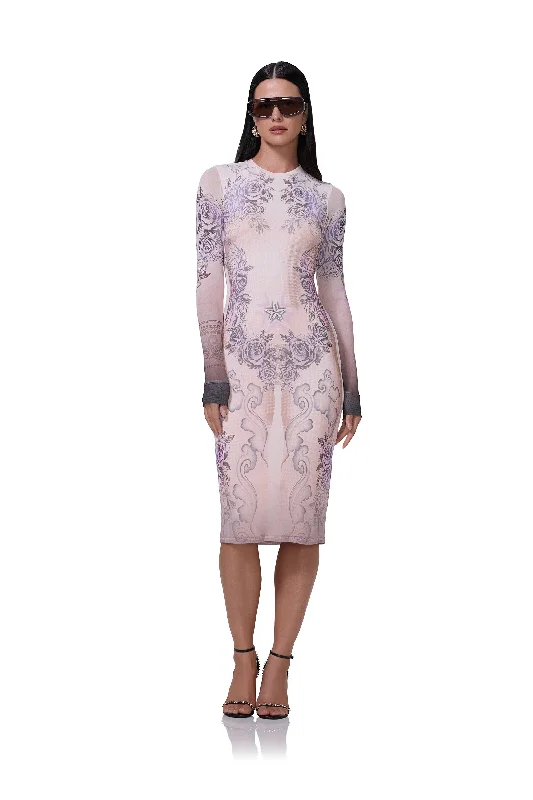 Ball Gown Women Dress with a Full Skirt for a Princess - like LookEvi Midi Dress - Lilac Tattoo