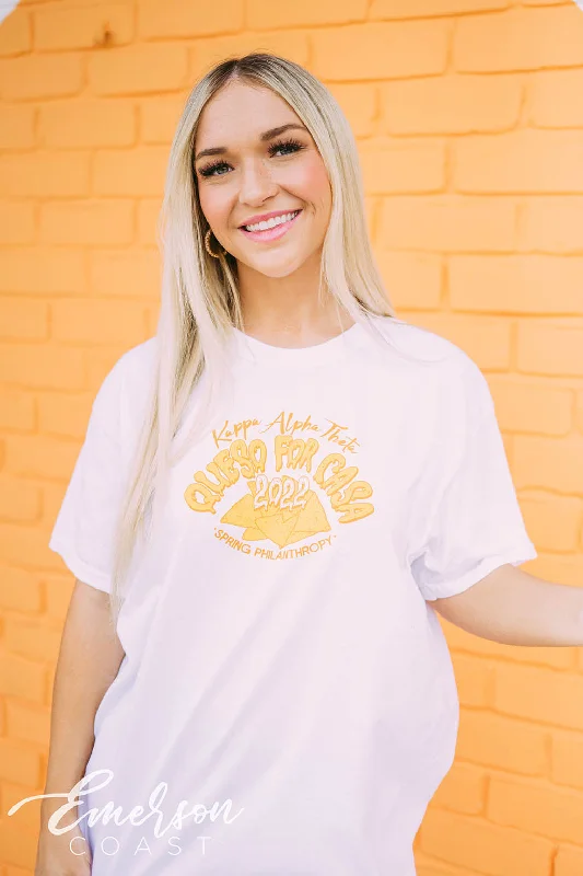 Crop Top Women T Shirt to Pair with High - Waisted BottomsKappa Alpha Theta Philanthropy Queso for Casa Tee