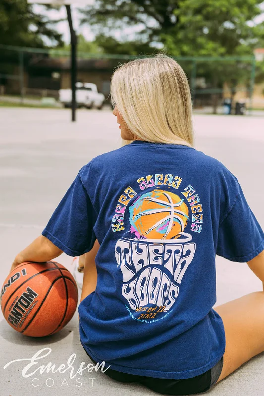 Crop Top Women T Shirt to Pair with High - Waisted BottomsKappa Alpha Theta Philanthropy Theta Hoops Tee