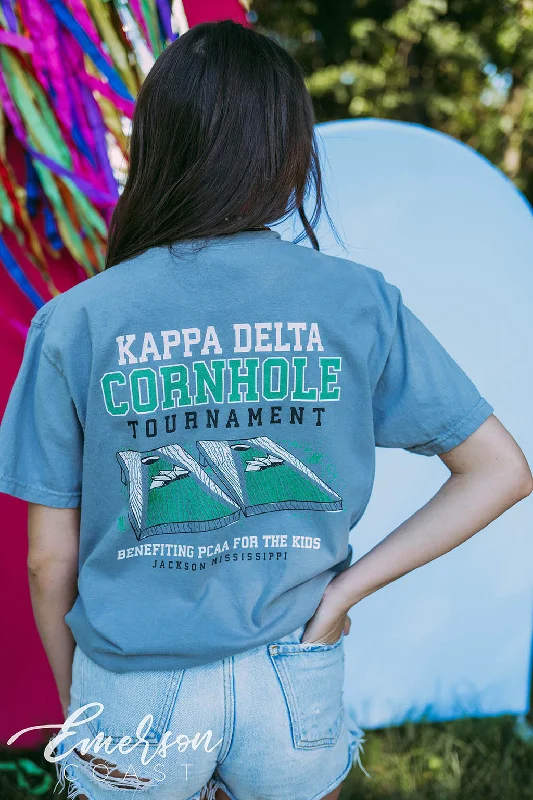 Organic Cotton Women T Shirt for Eco - Conscious WearersKappa Delta Philanthropy Cornhole Tournament Tee