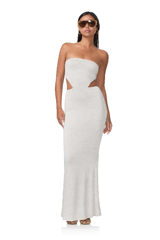 Pleated Women Dress with a Timeless and Elegant TextureLivia Maxi Dress - Heathered Oatmeal