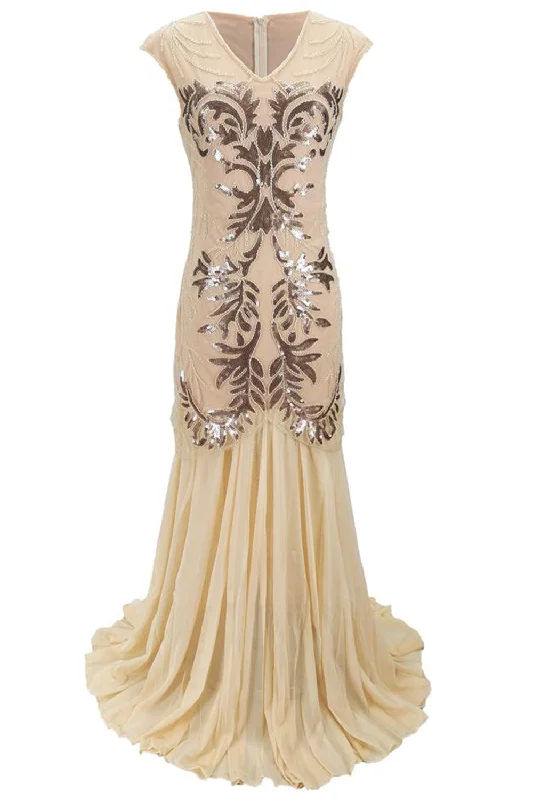 Halter Neck Women Dress to Show Off the Shoulders and NecklineLong Sequin 1920s Gatsby Dress