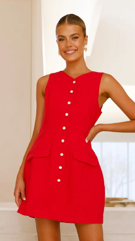 Mini Women Dress with a Short Hem for a Young and Trendy StyleNylah Mini Dress - Red