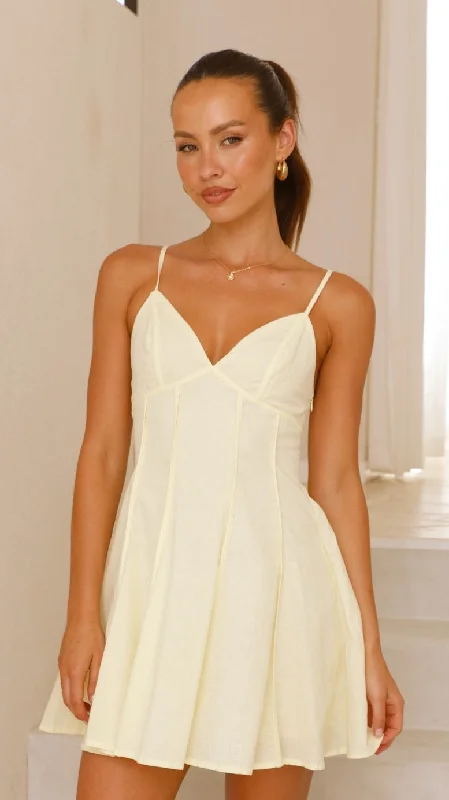 Backless Women Dress for a Sexy and Alluring Look at Evening EventsOkena Mini Dress - Yellow