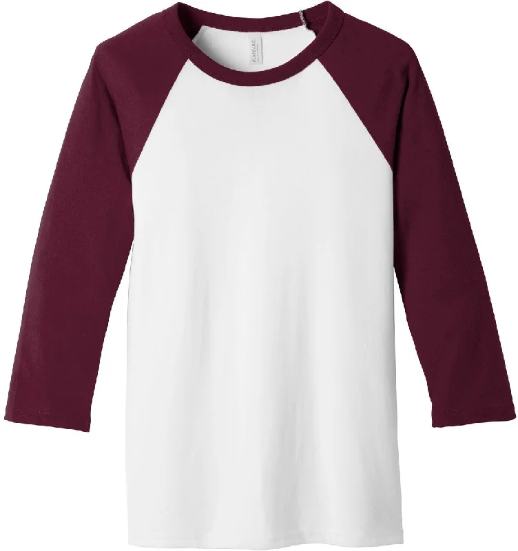 Ringer T Shirt Women with Retro - Inspired StripesCLOSEOUT - Bella+Canvas 3/4-Sleeve Baseball Tee