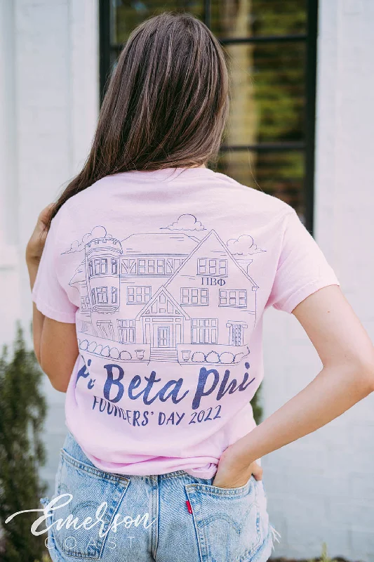 Puff Sleeve Women T Shirt for a Fashion - Forward LookPi Beta Phi Founders Day Chapter House Tee