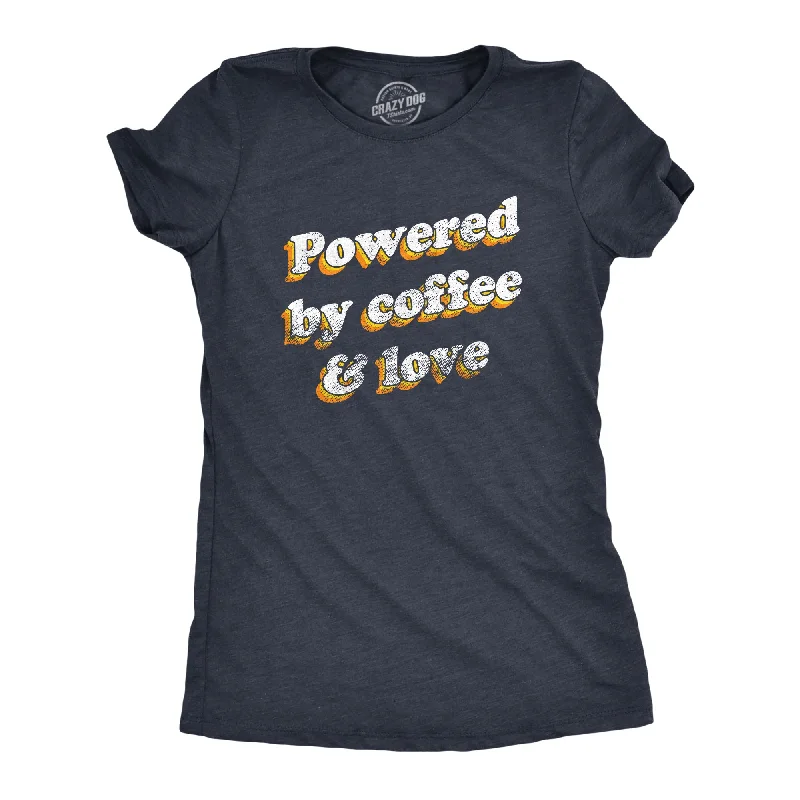 Ringer T Shirt Women with Retro - Inspired StripesPowered By Coffee And Love Women's T Shirt