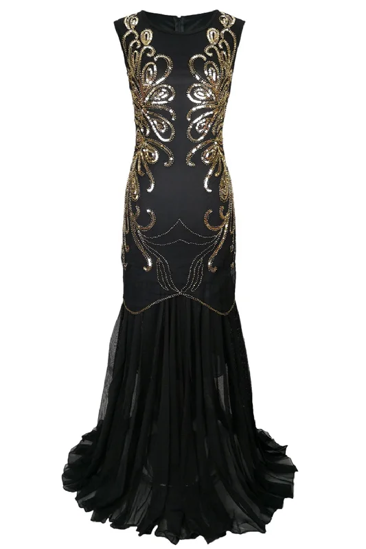 Shift Women Dress with a Simple and Classic Design for Everyday WearSequin Gold Long 1920s Dress