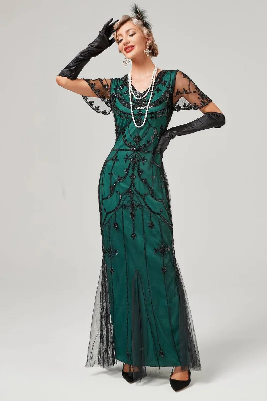 Wrap - Style Women Dress with Adjustable Fit for All Body TypesSequins Black Long 1920s Dress