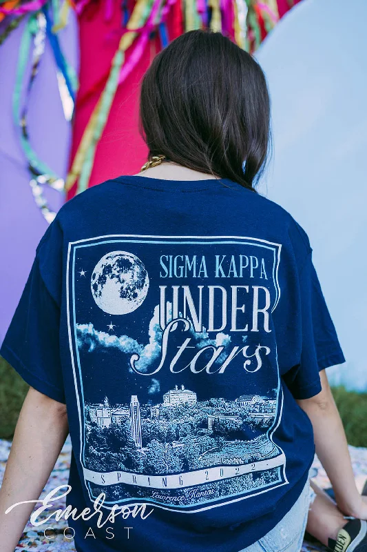 Embroidered Women T Shirt with Intricate DetailsSigma Kappa Semi Under The Stars Tee