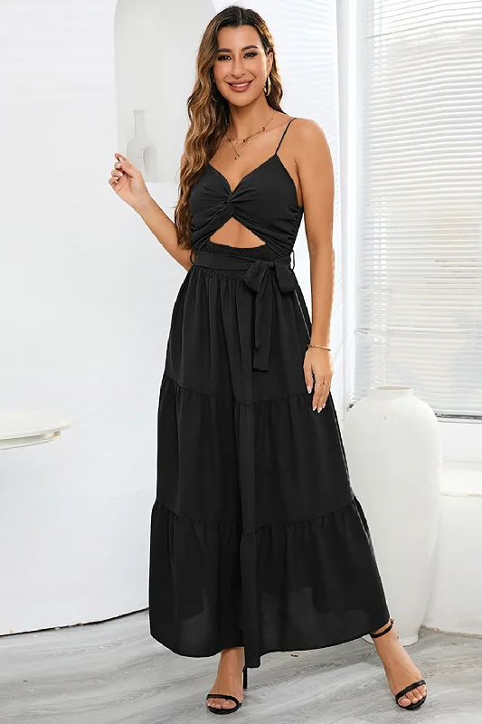 Sheath Women Dress with a Tailored Fit for a Professional LookSpaghetti Straps Long Black Summer Dress with Keyhole