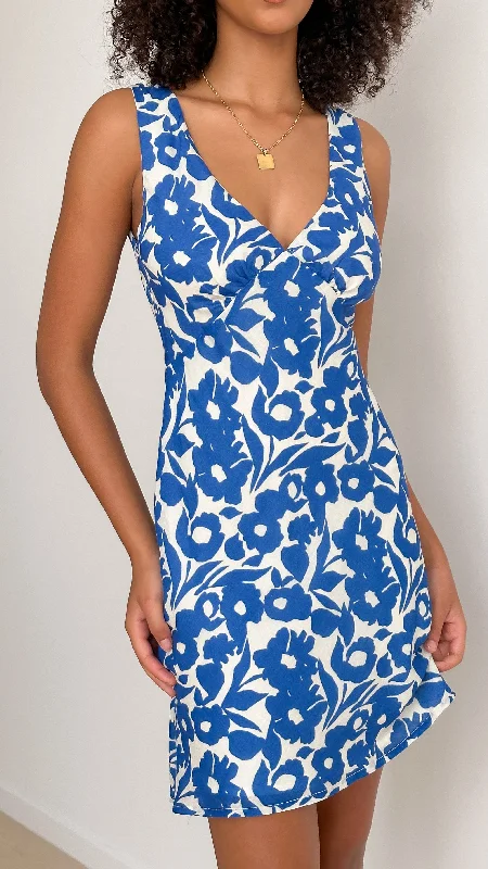 Off - the - Shoulder Women Dress for a Romantic and Feminine LookTaylor Mini Dress - Blue Floral