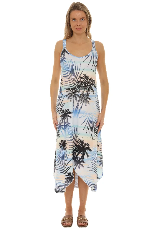 Mini Women Dress with a Short Hem for a Young and Trendy StylePalm Leaf Print Midi-Dress