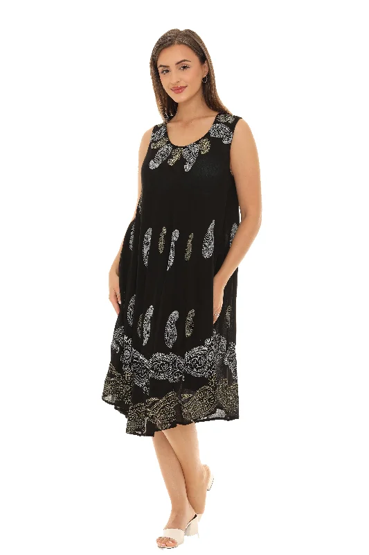 Printed Abstract Women Dress for a Modern and Artistic AppealPaisley Print Midi Rayon Sundress