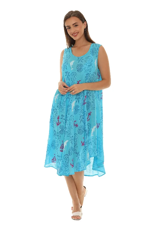 Shift Women Dress with a Simple and Classic Design for Everyday WearDolphin & Anchor Print Midi Rayon Sundress