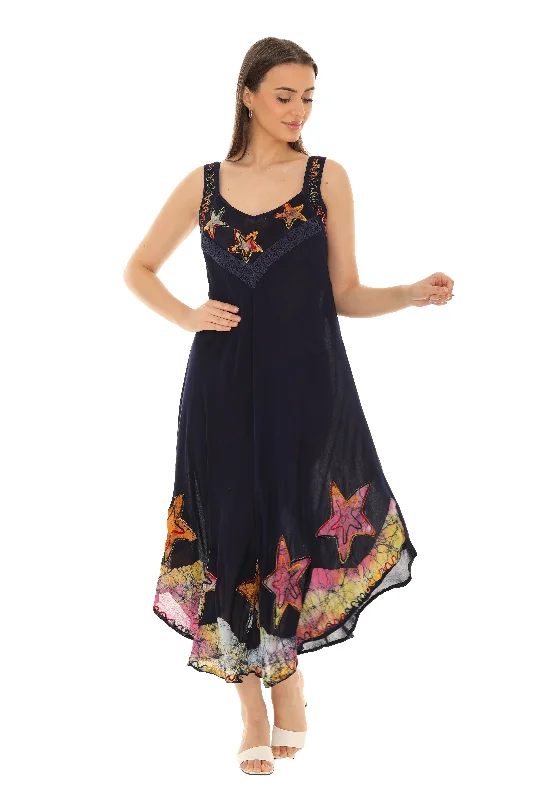 Maxi Women Dress with Floral Print for a Bohemian VibeStar Sleeveless Midi Rayon Long Sundress