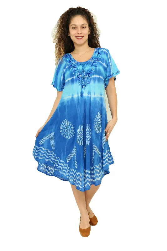 Ruffled Women Dress with Multiple Layers for a Playful and Girly StyleTie-Dye With Half Sleeves Rayon Sundress