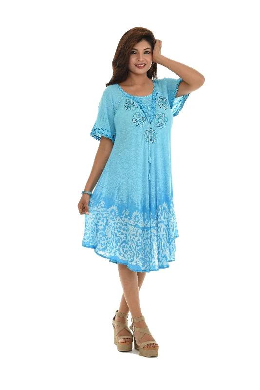 Plus Size Women Dress with a Flattering A - Line Cut for Comfort and StyleFloral Short Sleeves Mid Rayon Sundress