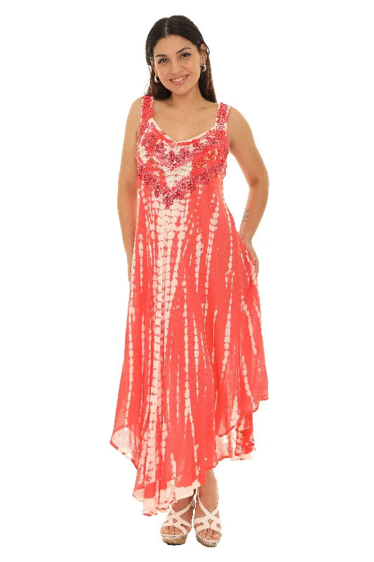 Pleated Women Dress with a Timeless and Elegant TextureTie Dye Sleeveless Long Sundress