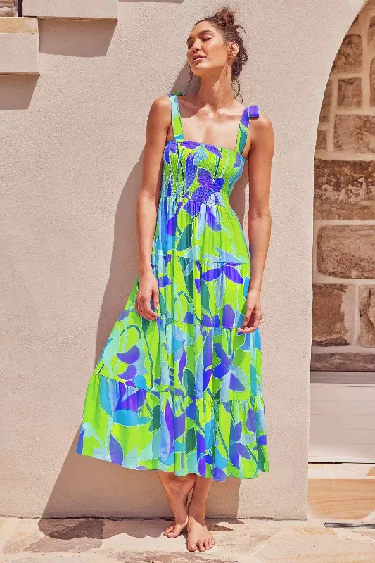 Off - the - Shoulder Women Dress for a Romantic and Feminine LookJulia Summer Midi Dress in Green