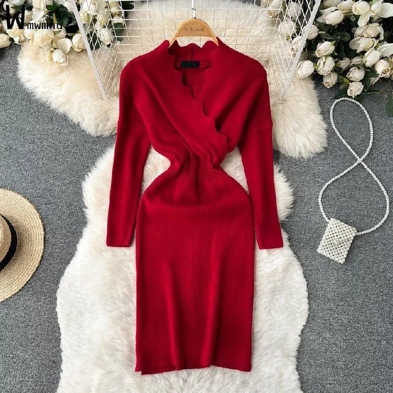 Long - Sleeve Women Dress in Velvet for a Luxurious Winter LookLucas Woolen Dress