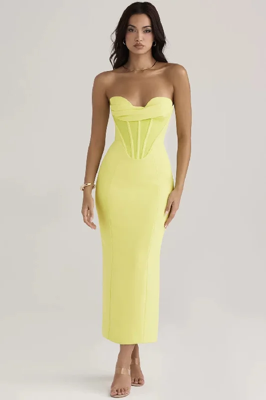 Sheath Women Dress with a Tailored Fit for a Professional LookMiranda Corset Midi Dress in Lime