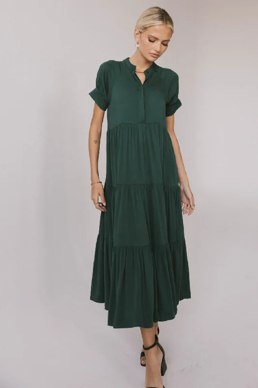 Sheath Women Dress with a Tailored Fit for a Professional LookAmanda Tiered Dress in Emerald