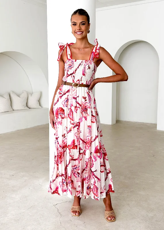 Shift Women Dress with a Simple and Classic Design for Everyday WearBeatrice Maxi Dress - Red Floral