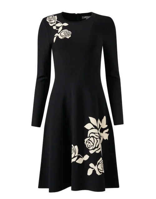 Sheath Women Dress with a Tailored Fit for a Professional LookBlack Rose Jacquard Dress