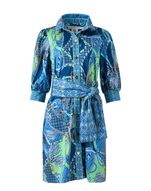 Backless Women Dress for a Sexy and Alluring Look at Evening EventsBlue Multi Print Shirt Dress