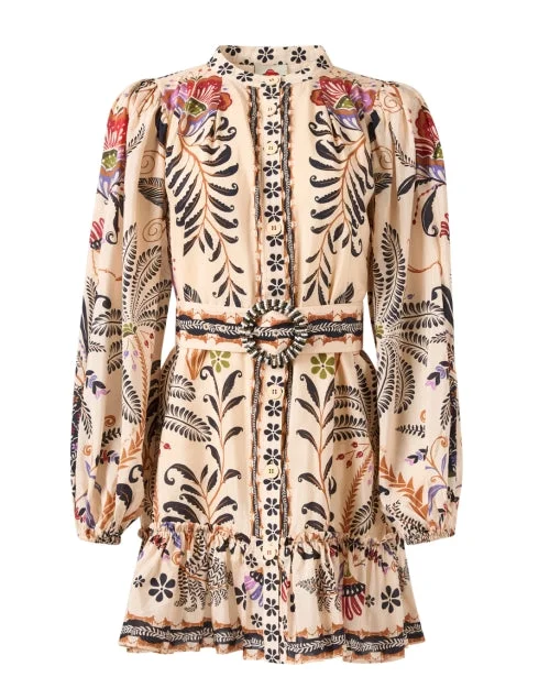 Maxi Women Dress with Floral Print for a Bohemian VibeCream Floral Print Shirt Dress