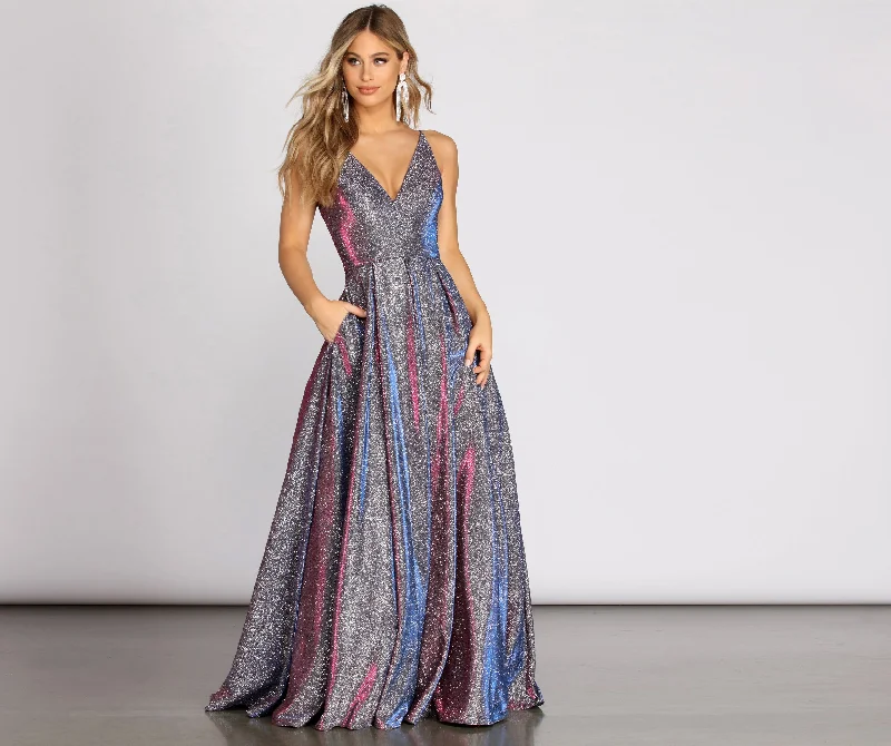 Printed Abstract Women Dress for a Modern and Artistic AppealCora Glitter Ball Gown