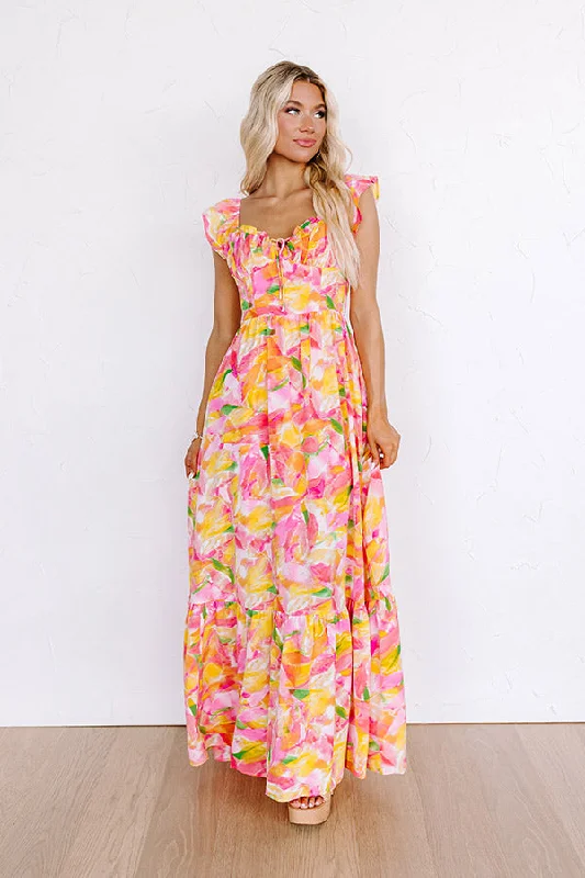 Strapless Women Dress with a Built - in Bra for Comfort and SupportCourtyard Garden Maxi Dress