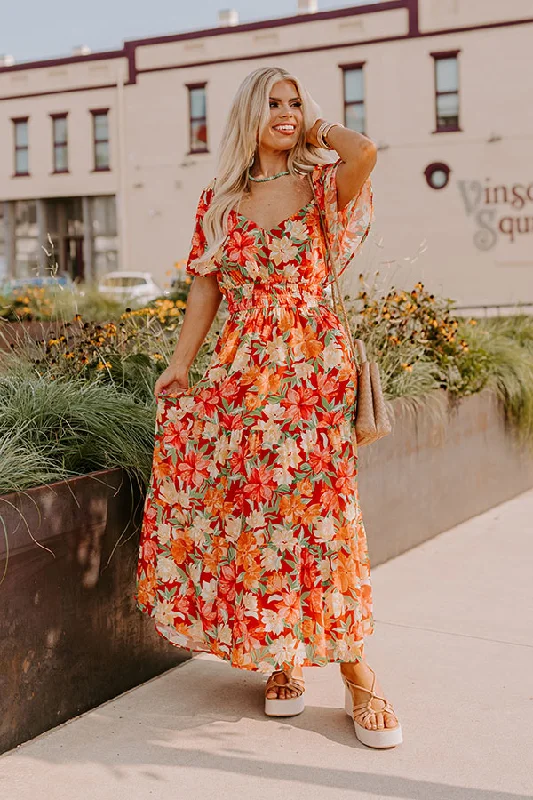 Plus Size Women Dress with a Flattering A - Line Cut for Comfort and StyleFall Harvest Floral Maxi Dress Curves