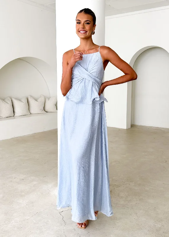 Pleated Women Dress with a Timeless and Elegant TextureFiesta Maxi Dress - Powder Blue