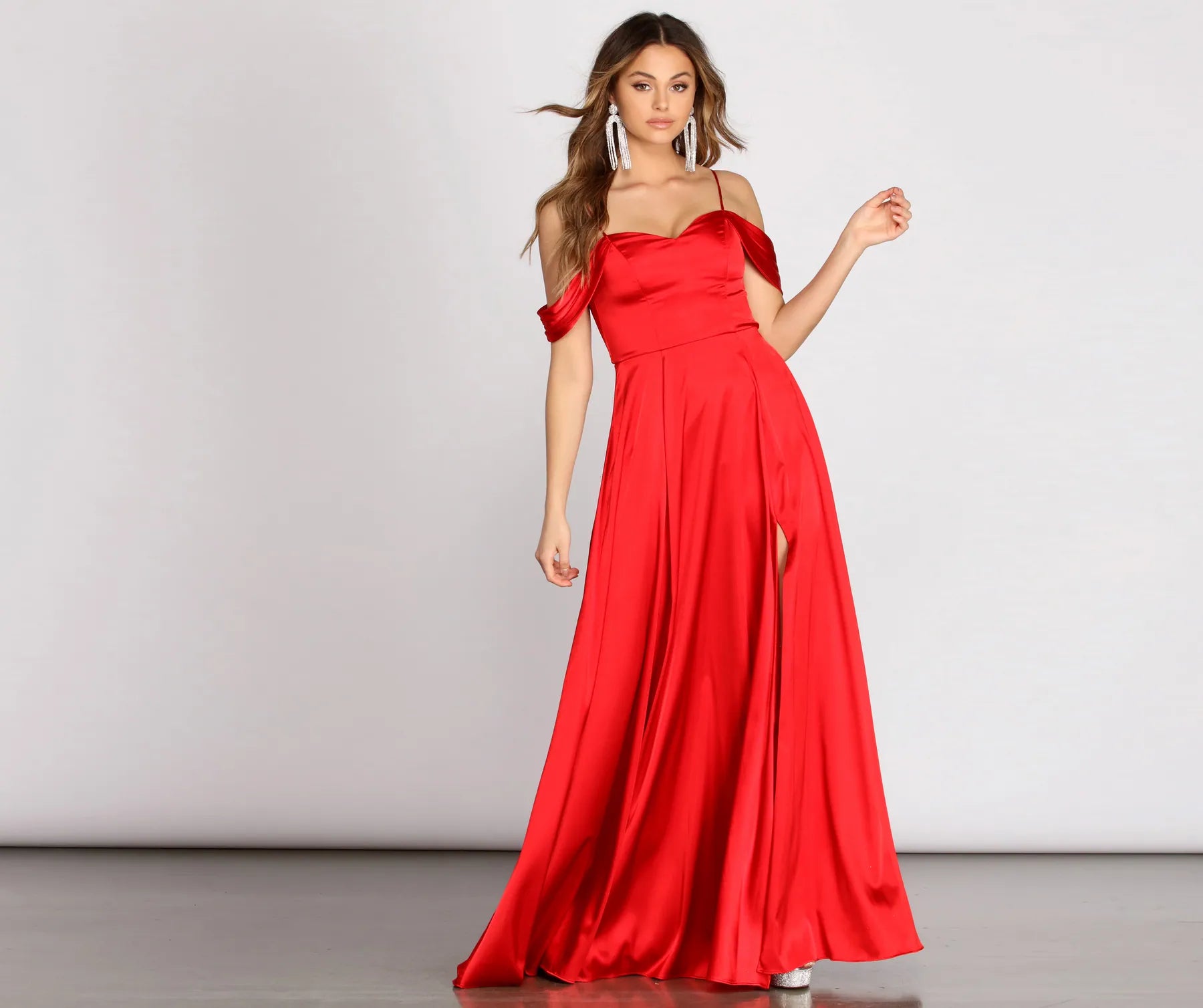 Mermaid - Style Women Dress with a Fitted Silhouette for Special OccasionsFranchesca Off Shoulder Satin A-Line Dress