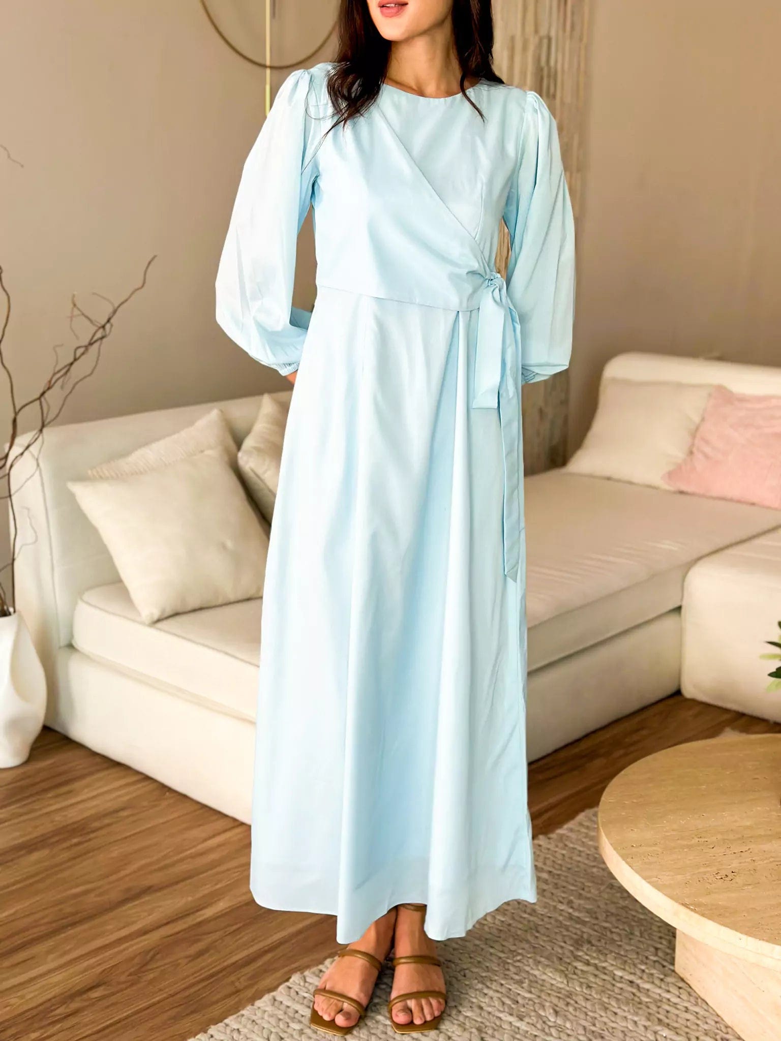 Plus Size Women Dress with a Flattering A - Line Cut for Comfort and StyleFreesia Blue Long Dress