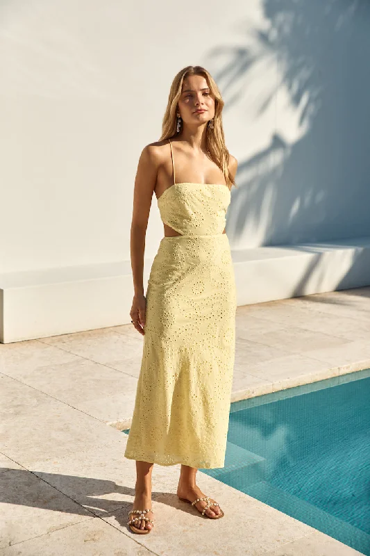 Pleated Women Dress with a Timeless and Elegant TextureGive Me Sunshine Maxi Dress Yellow