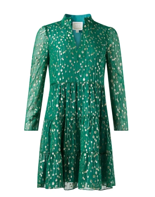 Mermaid - Style Women Dress with a Fitted Silhouette for Special OccasionsGreen and Gold Print Dress