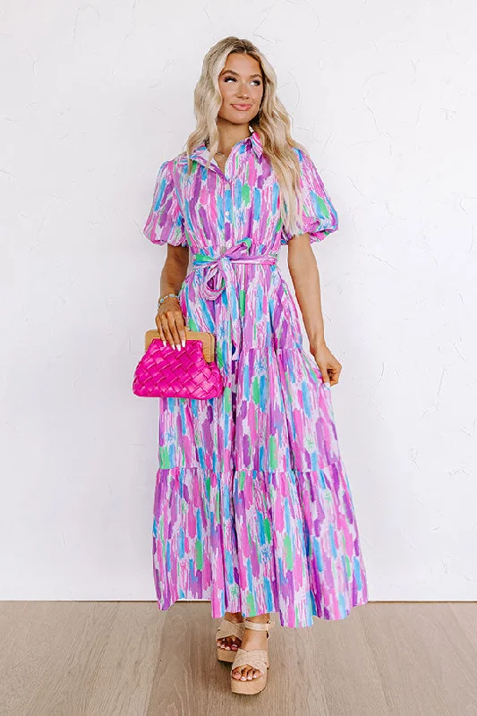 Mini Women Dress with a Short Hem for a Young and Trendy StyleHappy Times Button Down Maxi Dress