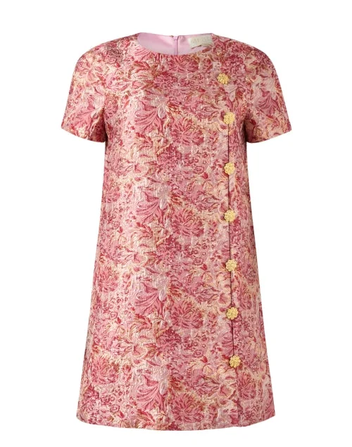 Lace - Embellished Women Dress for an Elegant and Sophisticated AppearanceIsolde Pink Floral Jacquard Dress