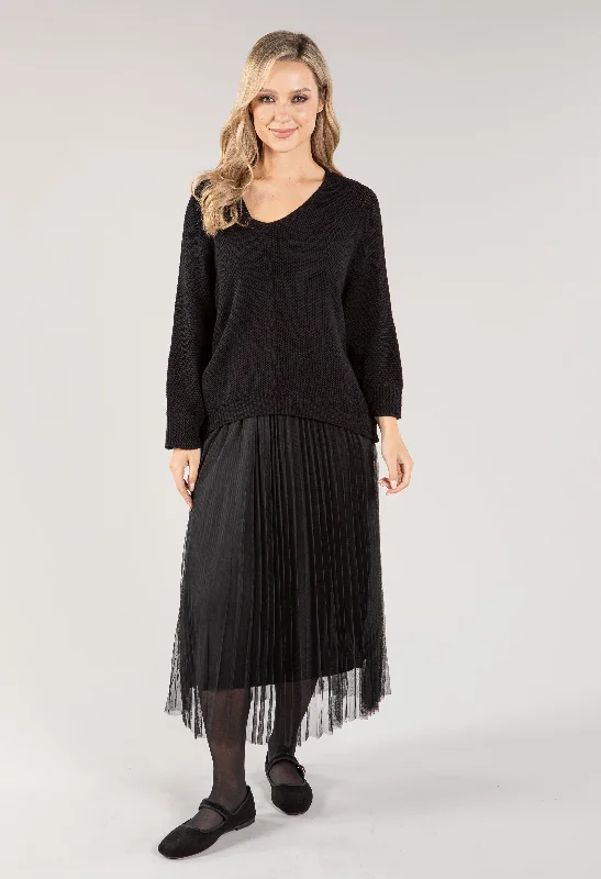 Plus Size Women Dress with a Flattering A - Line Cut for Comfort and StyleKnit Pop Over Tulle Dress