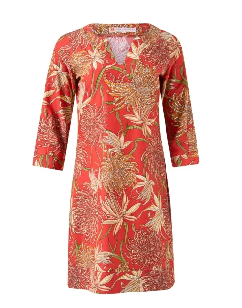 Long - Sleeve Women Dress in Velvet for a Luxurious Winter LookMegan Orange Print Dress