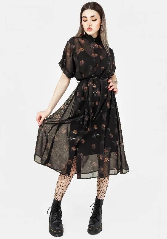 Off - the - Shoulder Women Dress for a Romantic and Feminine LookMonica Floral Chiffon Midi Shirt Dress